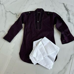 Toddlers size 0 Indian purple Kurta with white pants brand new